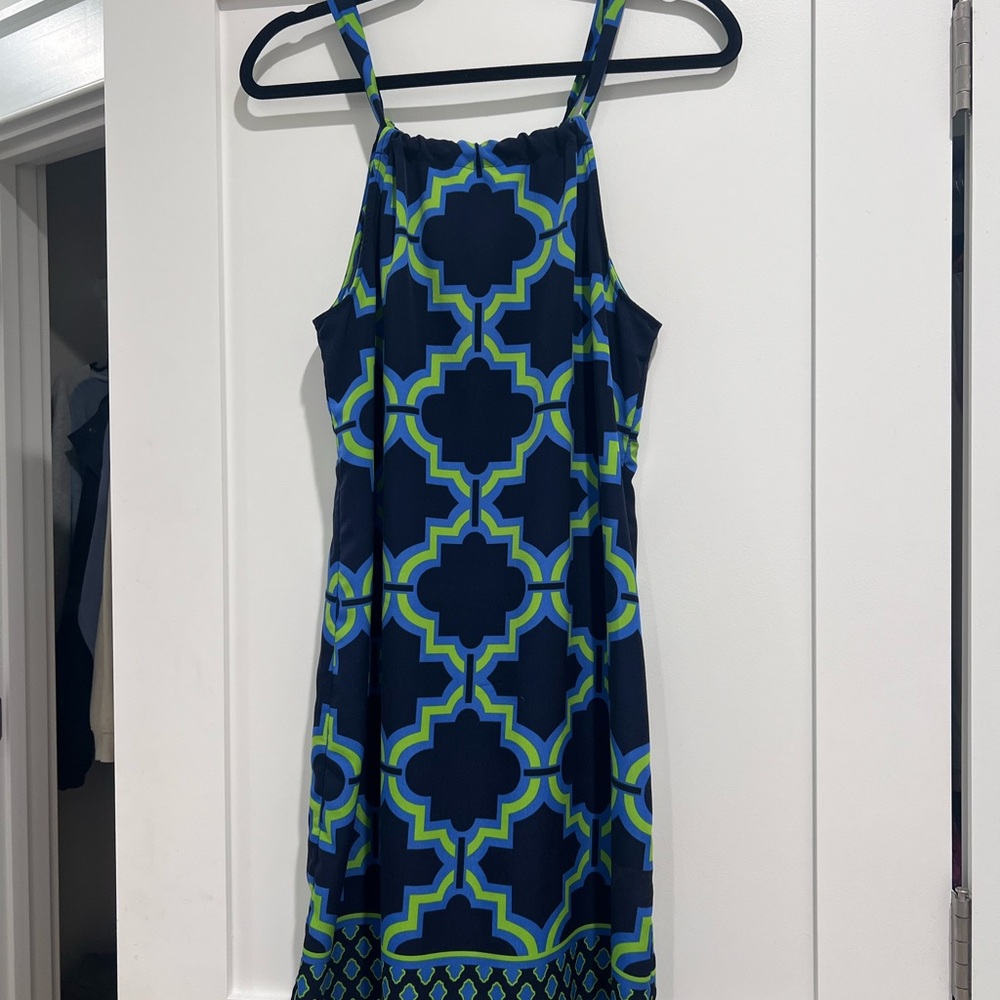 Crown & Ivy Blue and Black Patterned Midi Dress